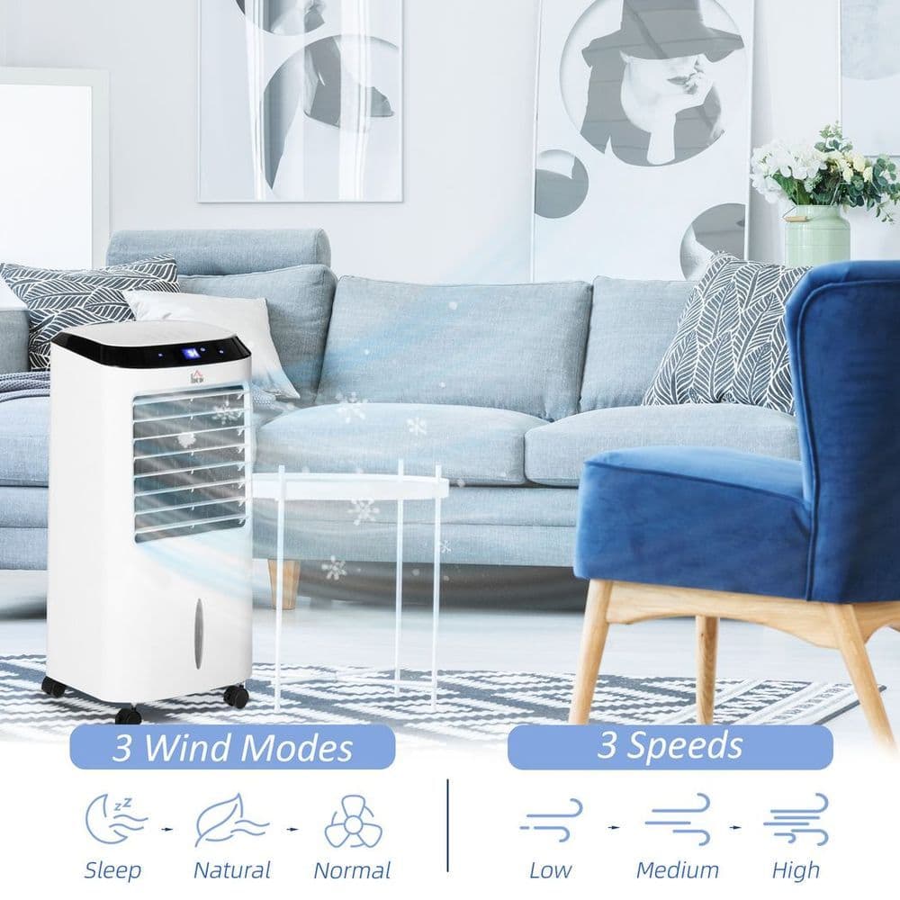 image-HOMCOM Portable Air Cooler, Evaporative Anion Ice Cooling Fan Humidifier Unit