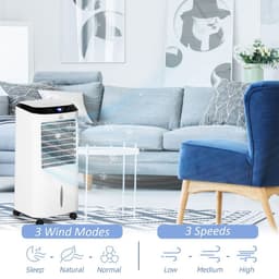 image-HOMCOM Portable Air Cooler, Evaporative Anion Ice Cooling Fan Humidifier Unit