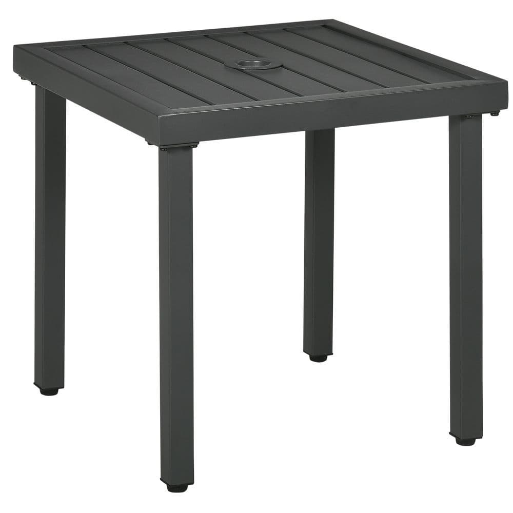 image-Outsunny Garden Side Table Coffee Table with Umbrella Hole for Patio Balcony