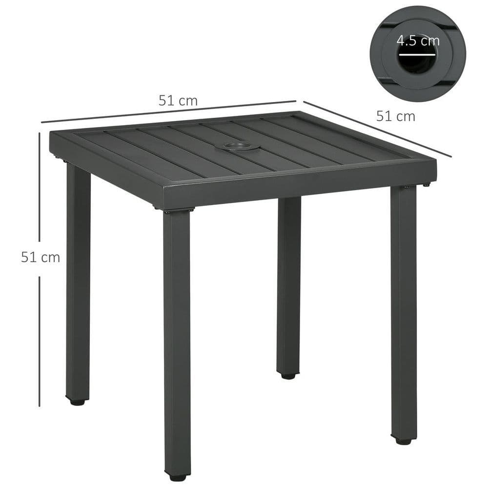 image-Outsunny Garden Side Table Coffee Table with Umbrella Hole for Patio Balcony
