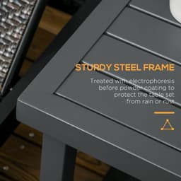 image-Outsunny Garden Side Table Coffee Table with Umbrella Hole for Patio Balcony