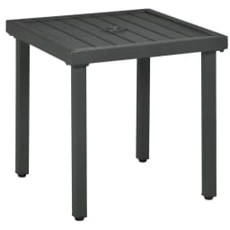 image-Outsunny Garden Side Table Coffee Table with Umbrella Hole for Patio Balcony
