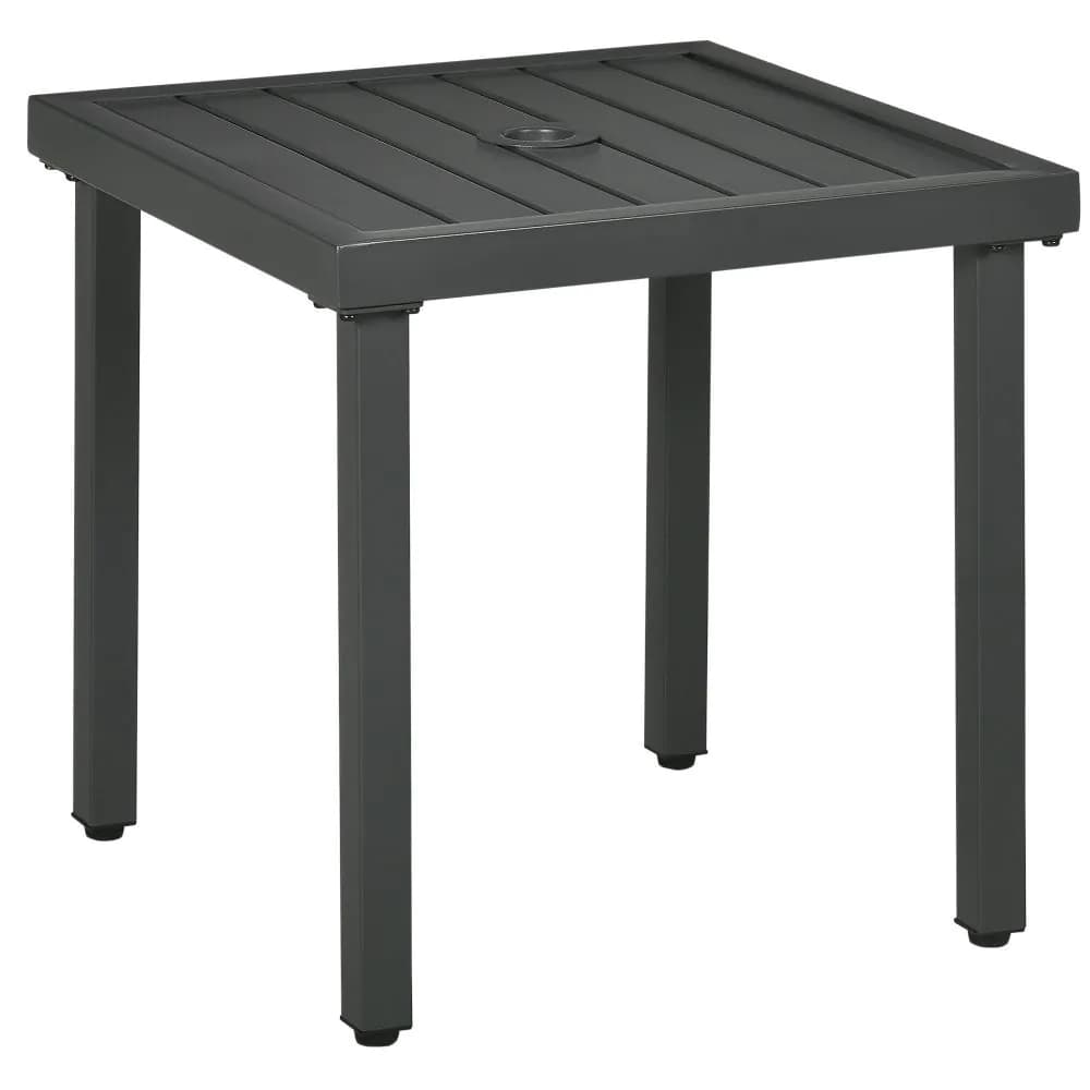 image-Outsunny Garden Side Table Coffee Table with Umbrella Hole for Patio Balcony
