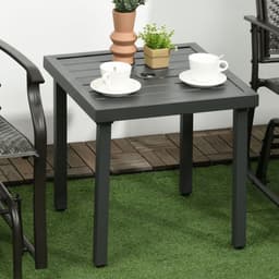 image-Outsunny Garden Side Table Coffee Table with Umbrella Hole for Patio Balcony