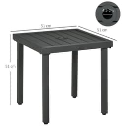 image-Outsunny Garden Side Table Coffee Table with Umbrella Hole for Patio Balcony