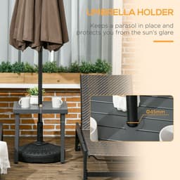 image-Outsunny Garden Side Table Coffee Table with Umbrella Hole for Patio Balcony
