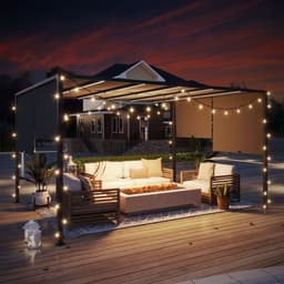 image-Outsunny 3m x 4m utdoor Garden Pergola with LED Lights Retractable Roof Grey