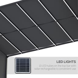 image-Outsunny 3m x 4m utdoor Garden Pergola with LED Lights Retractable Roof Grey