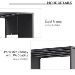 image-Outsunny 3m x 4m utdoor Garden Pergola with LED Lights Retractable Roof Grey