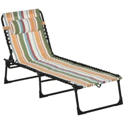 image-Outsunny Folding Beach Chair Chaise Lounge 4 Adjustable Positions, Multicolored