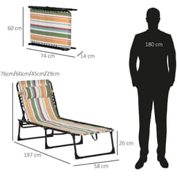 image-Outsunny Folding Beach Chair Chaise Lounge 4 Adjustable Positions, Multicolored