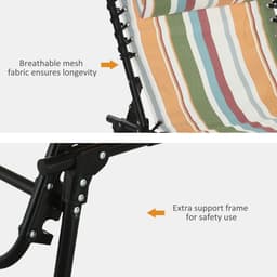 image-Outsunny Folding Beach Chair Chaise Lounge 4 Adjustable Positions, Multicolored