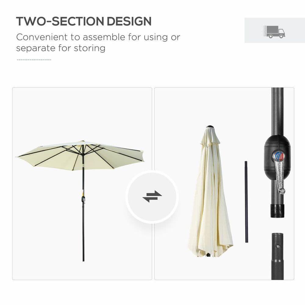 image-Outsunny 3(m) Patio Umbrella Outdoor Sunshade Canopy w/ Tilt & Crank Beige