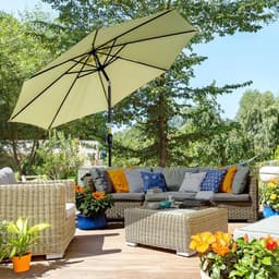 image-Outsunny 3(m) Patio Umbrella Outdoor Sunshade Canopy w/ Tilt & Crank Beige