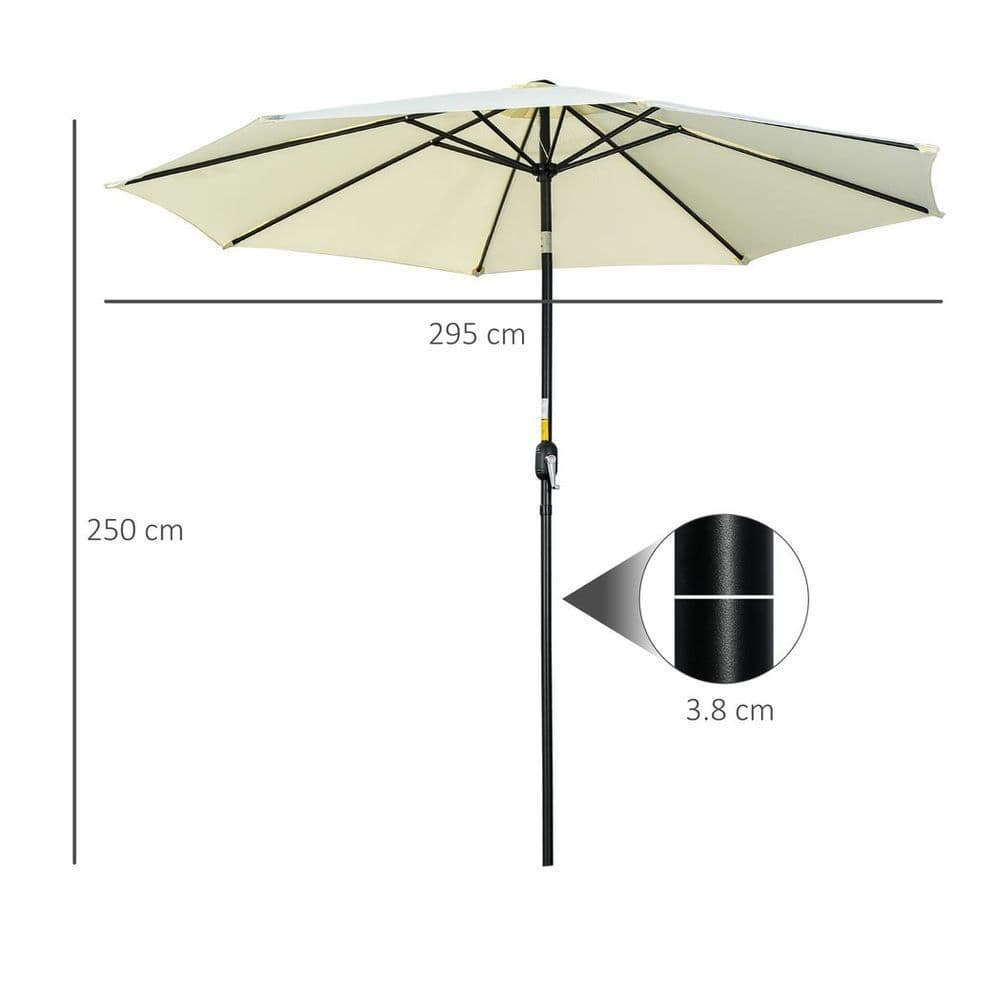 image-Outsunny 3(m) Patio Umbrella Outdoor Sunshade Canopy w/ Tilt & Crank Beige