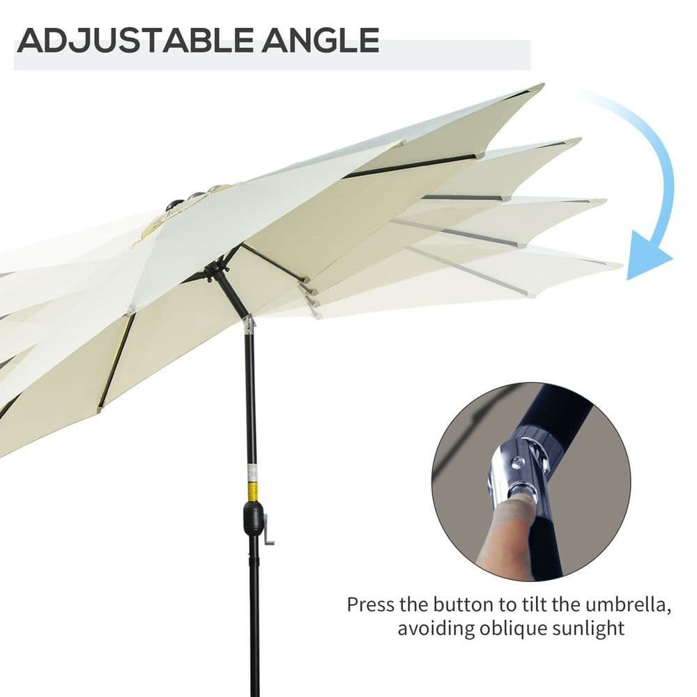 image-Outsunny 3(m) Patio Umbrella Outdoor Sunshade Canopy w/ Tilt & Crank Beige