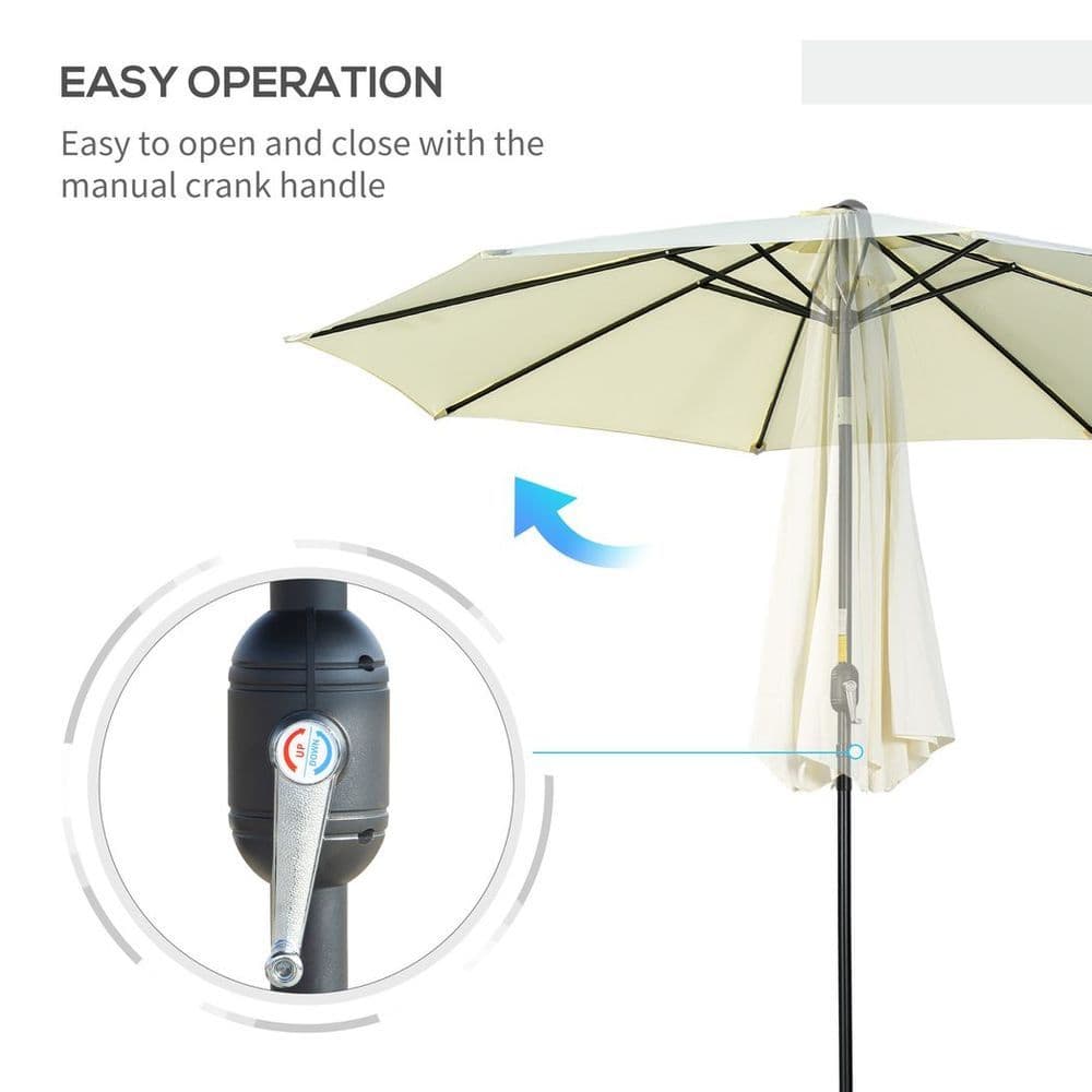 image-Outsunny 3(m) Patio Umbrella Outdoor Sunshade Canopy w/ Tilt & Crank Beige