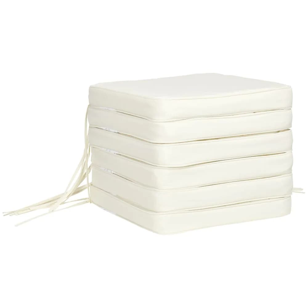 image-Outsunny Set of 6 Chair Cushion Seat Pads Dining Chair w/ Straps Indoor Outdoor