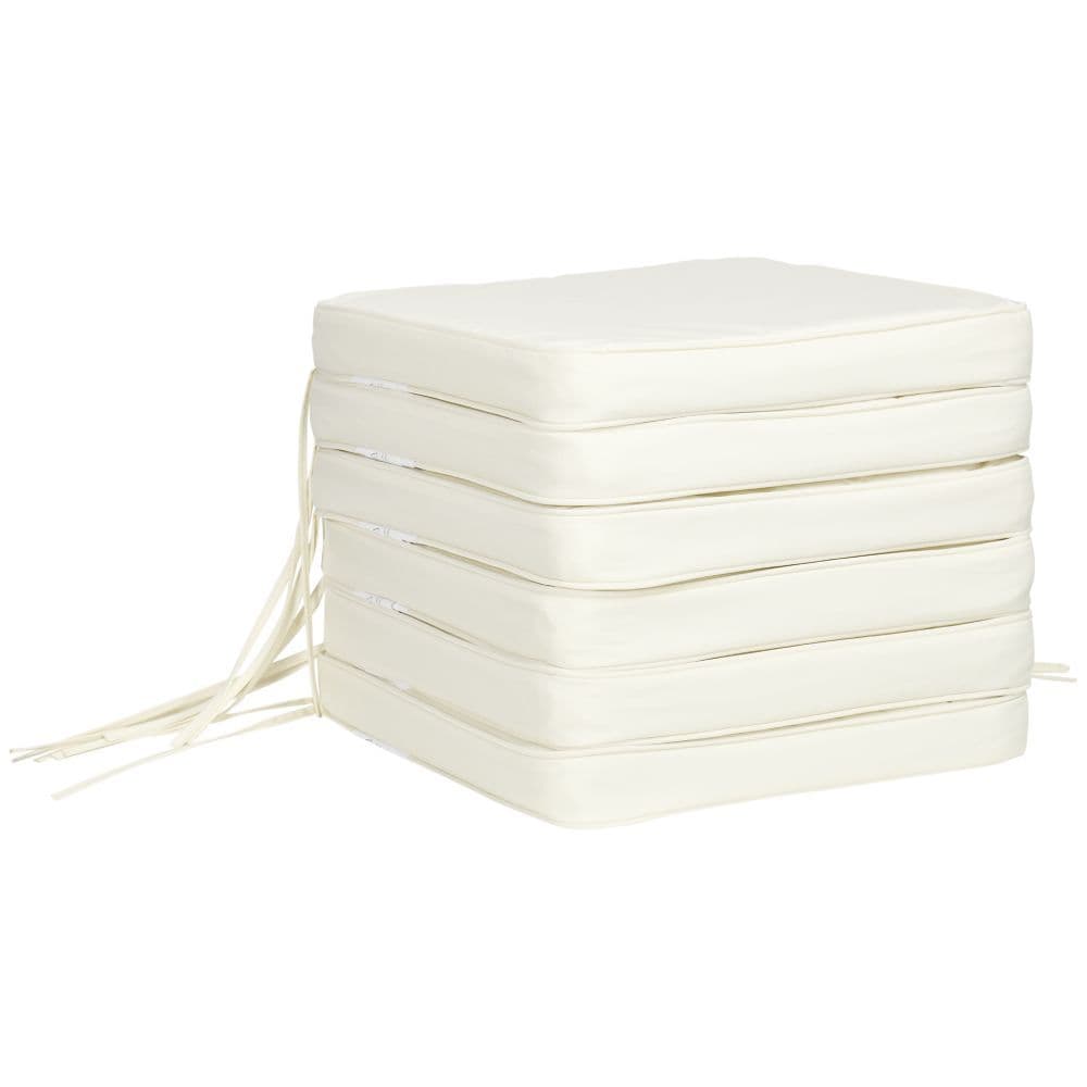 image-Outsunny Set of 6 Chair Cushion Seat Pads Dining Chair w/ Straps Indoor Outdoor