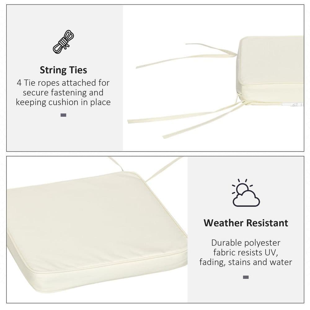 image-Outsunny Set of 6 Chair Cushion Seat Pads Dining Chair w/ Straps Indoor Outdoor