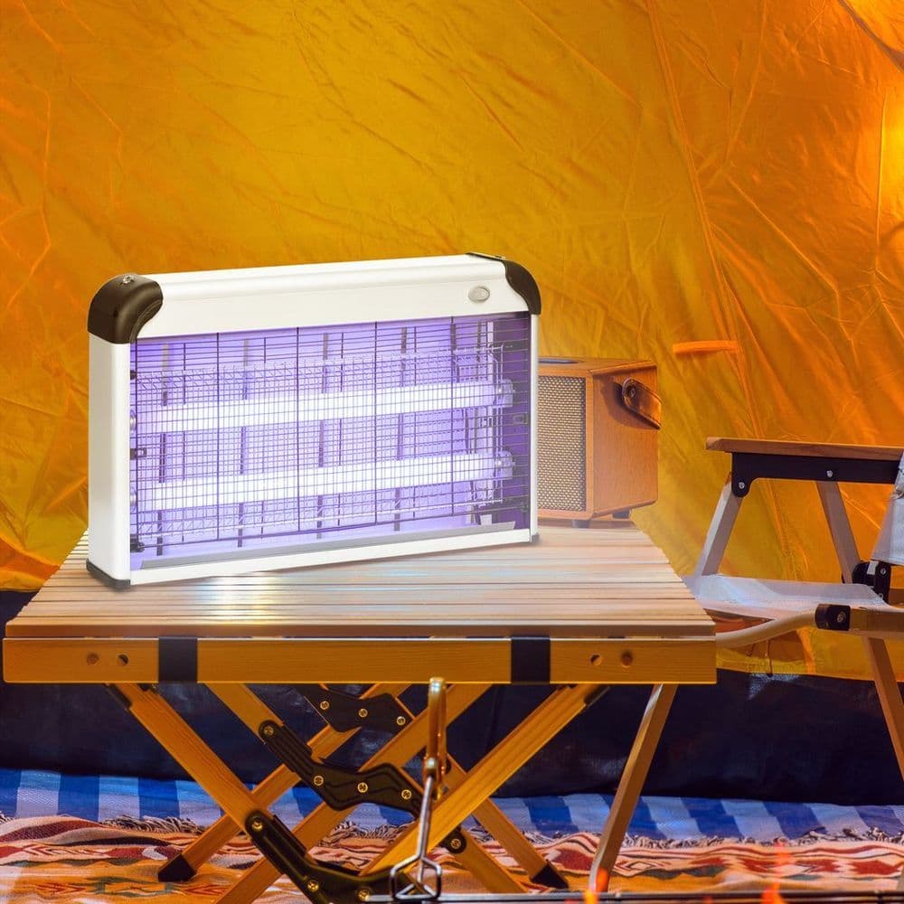 image-Outsunny 30W Mosquito Insect Killer Pest Bug Trap Lamp UV Fly Zapper Silver