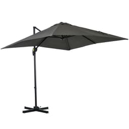image-Outsunny Square Cantilever Roma Parasol 360� Rotation w/ Hand Crank, Grey