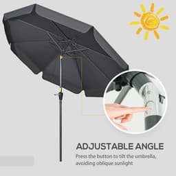 image-Outsunny 2.7m Patio Umbrella Garden Parasol with Crank, Ruffles, 8 Ribs, Black