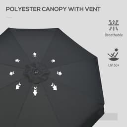 image-Outsunny 2.7m Patio Umbrella Garden Parasol with Crank, Ruffles, 8 Ribs, Black