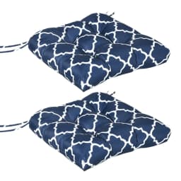 image-Outsunny Set of 2 Chair Cushions Seat Pads w/ Ties Blue for Garden Chairs Blue