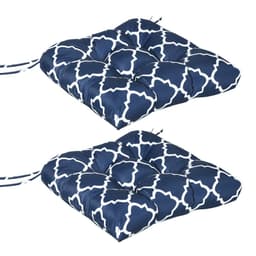 image-Outsunny Set of 2 Chair Cushions Seat Pads w/ Ties Blue for Garden Chairs Blue
