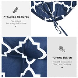 image-Outsunny Set of 2 Chair Cushions Seat Pads w/ Ties Blue for Garden Chairs Blue