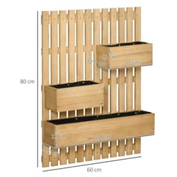 image-Outsunny Wooden Garden Planters with Trellis Wall-mounted Raised Garden Bed