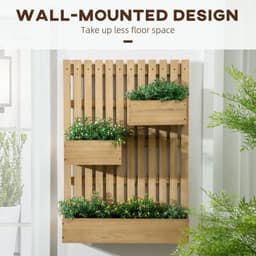 image-Outsunny Wooden Garden Planters with Trellis Wall-mounted Raised Garden Bed
