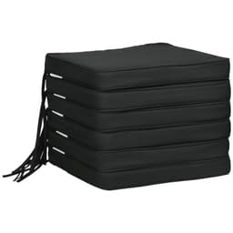 image-Outsunny Set of 6 Chair Cushion Seat Pads Dining Chair w/ Straps Outdoor Black