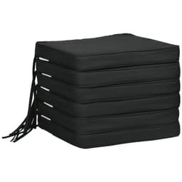 image-Outsunny Set of 6 Chair Cushion Seat Pads Dining Chair w/ Straps Outdoor Black