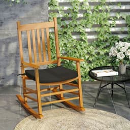image-Outsunny Set of 6 Chair Cushion Seat Pads Dining Chair w/ Straps Outdoor Black