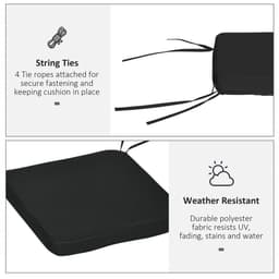 image-Outsunny Set of 6 Chair Cushion Seat Pads Dining Chair w/ Straps Outdoor Black