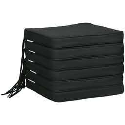 image-Outsunny Set of 6 Chair Cushion Seat Pads Dining Chair w/ Straps Outdoor Black