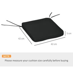 image-Outsunny Set of 6 Chair Cushion Seat Pads Dining Chair w/ Straps Outdoor Black