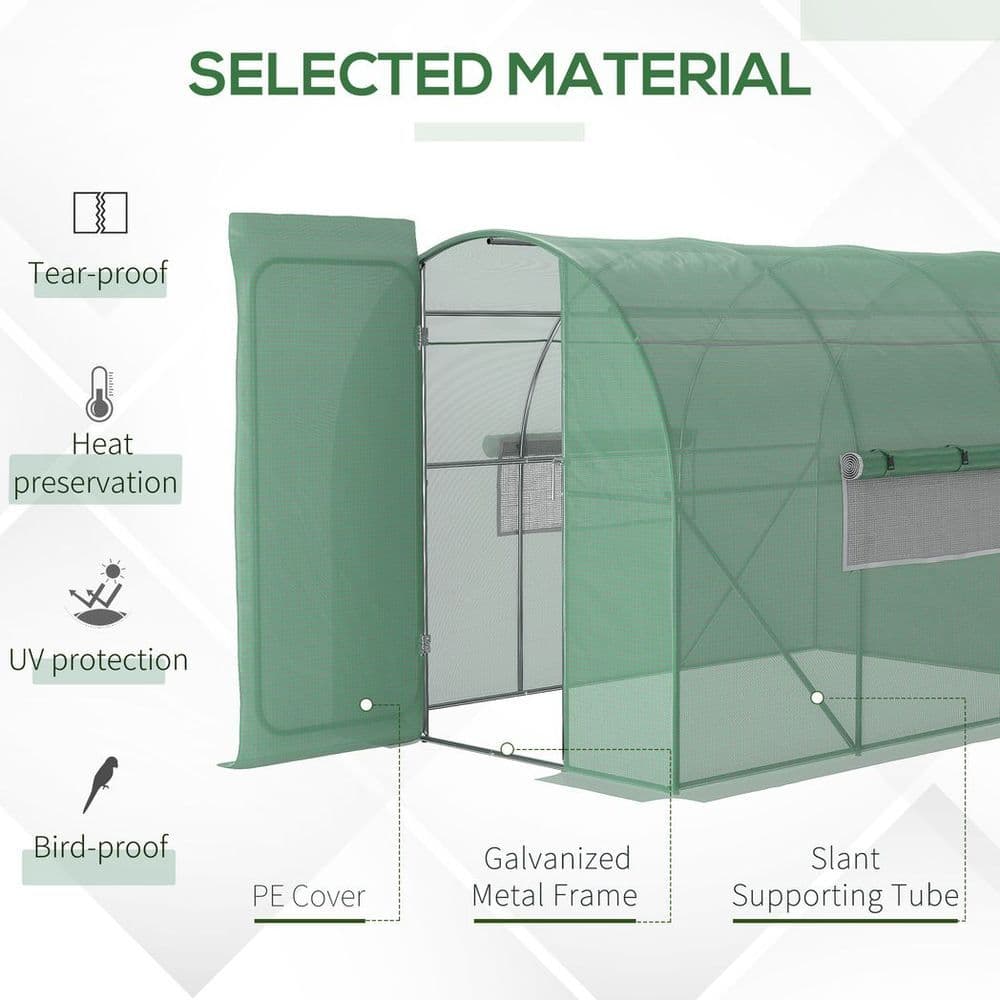 image-Outsunny 3 x 2M Reinforced Walk-in Polytunnel Garden Greenhouse Steel Frame