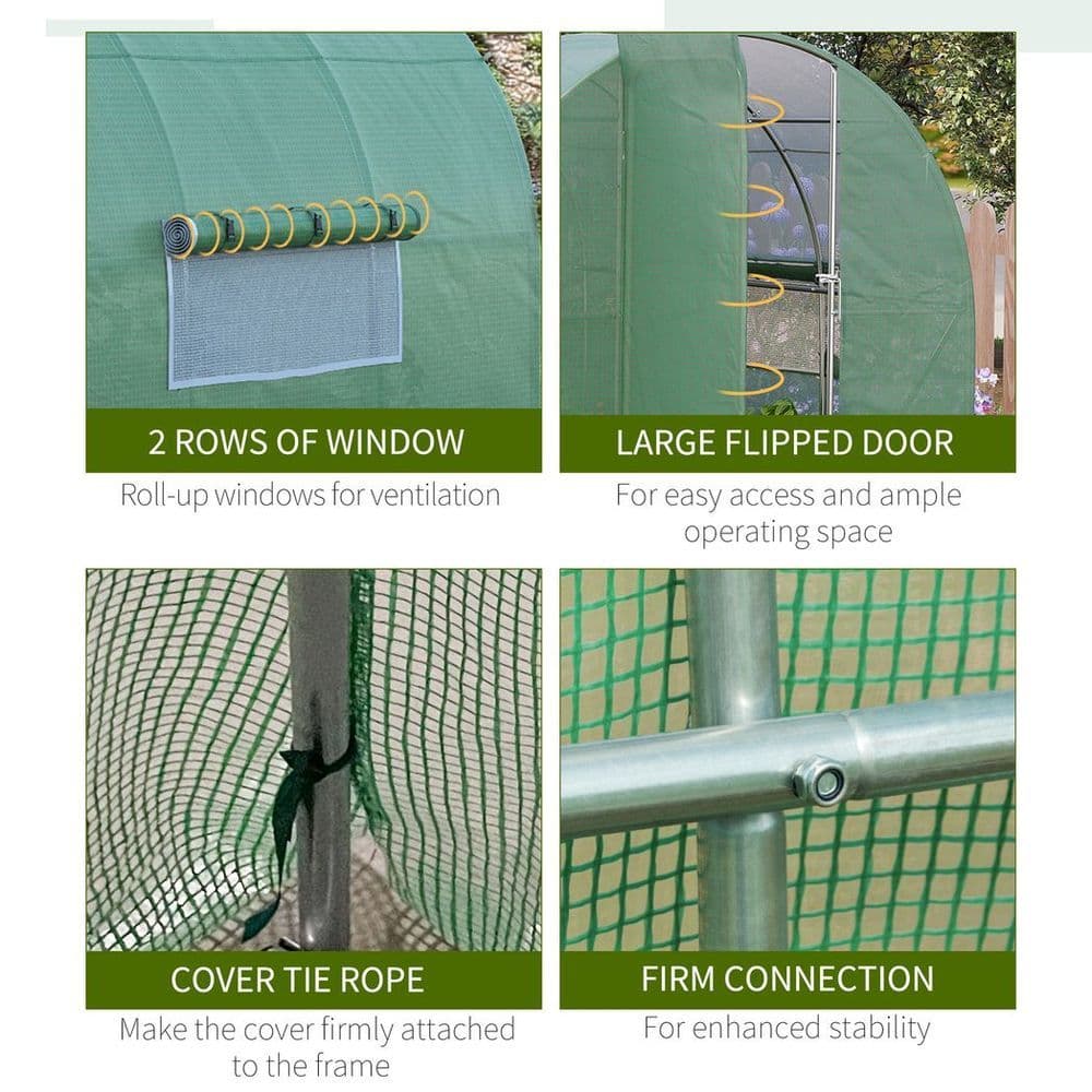 image-Outsunny 3 x 2M Reinforced Walk-in Polytunnel Garden Greenhouse Steel Frame