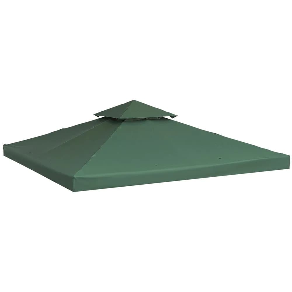 image-Outsunny 3(m) 2 Tier Garden Gazebo Top Cover Replacement Canopy Roof Dark Green