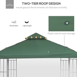image-Outsunny 3(m) 2 Tier Garden Gazebo Top Cover Replacement Canopy Roof Dark Green