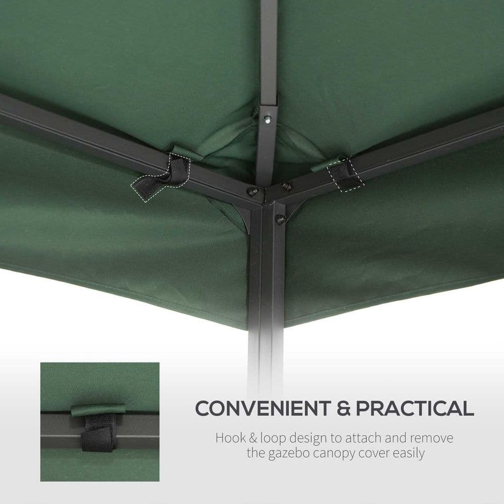 image-Outsunny 3(m) 2 Tier Garden Gazebo Top Cover Replacement Canopy Roof Dark Green
