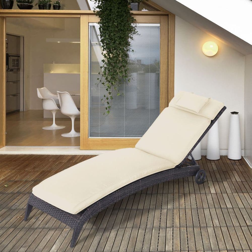 image-Outsunny Garden Sun Lounger Chair Cushion Reclining Relaxer Indoor Outdoor