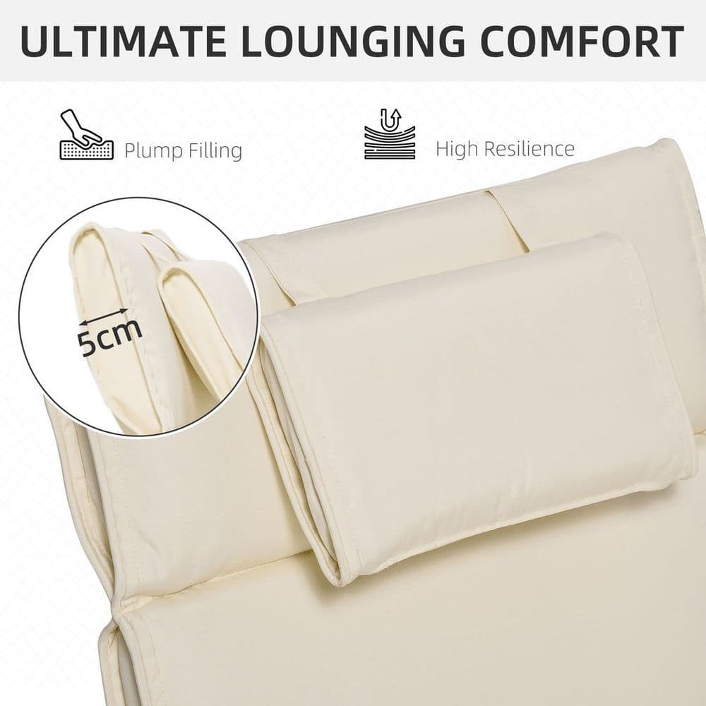 image-Outsunny Garden Sun Lounger Chair Cushion Reclining Relaxer Indoor Outdoor