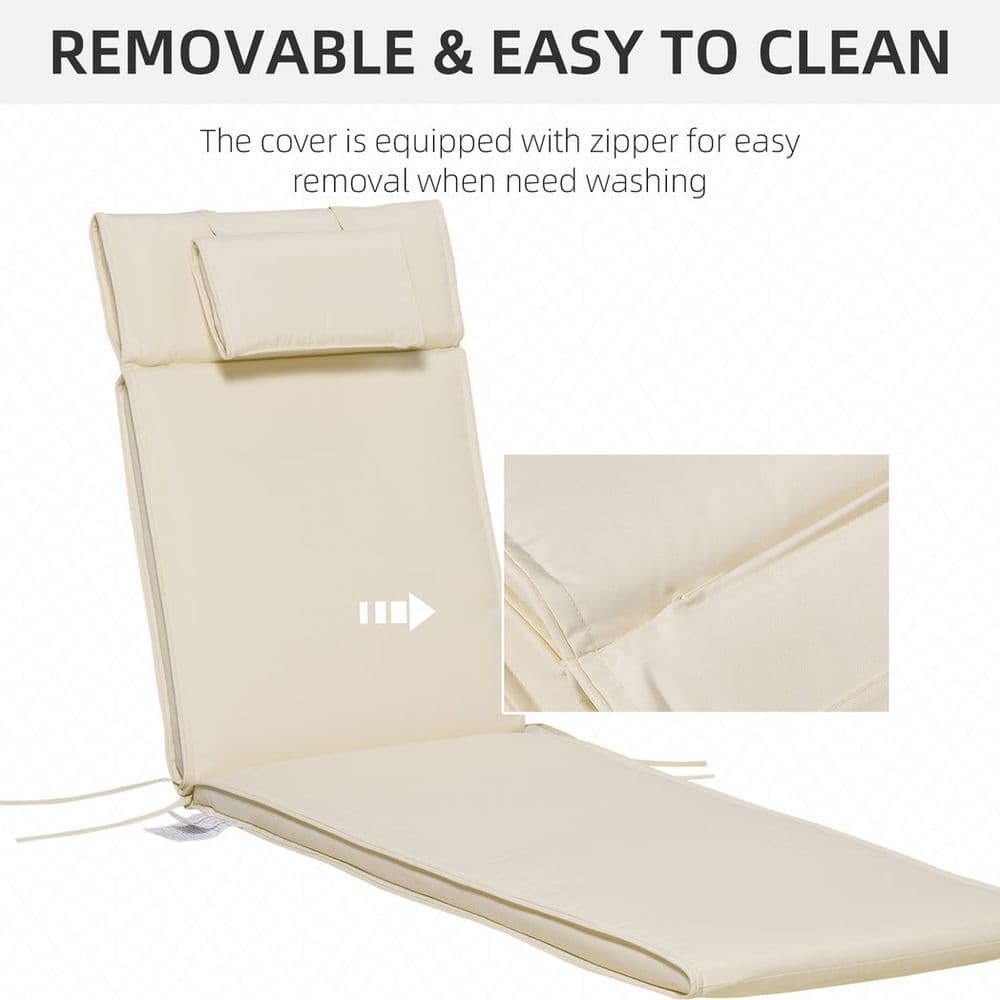 image-Outsunny Garden Sun Lounger Chair Cushion Reclining Relaxer Indoor Outdoor