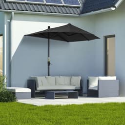 image-Outsunny 2m Half Garden Parasol Market Umbrella w/ Crank Handle, Base Black