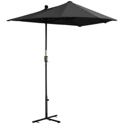 image-Outsunny 2m Half Garden Parasol Market Umbrella w/ Crank Handle, Base Black