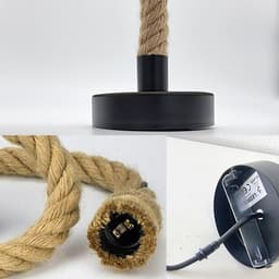 image-Vintage Ceiling Pendant Light 1m Lamp Hemp Rope Hanging Lamp Lights Metal E27